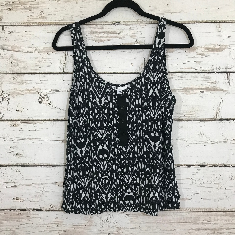 Volcom Black and White Skull Tank
